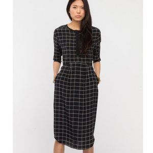 Steven Alan Laurel Dress Silk Windowpane black